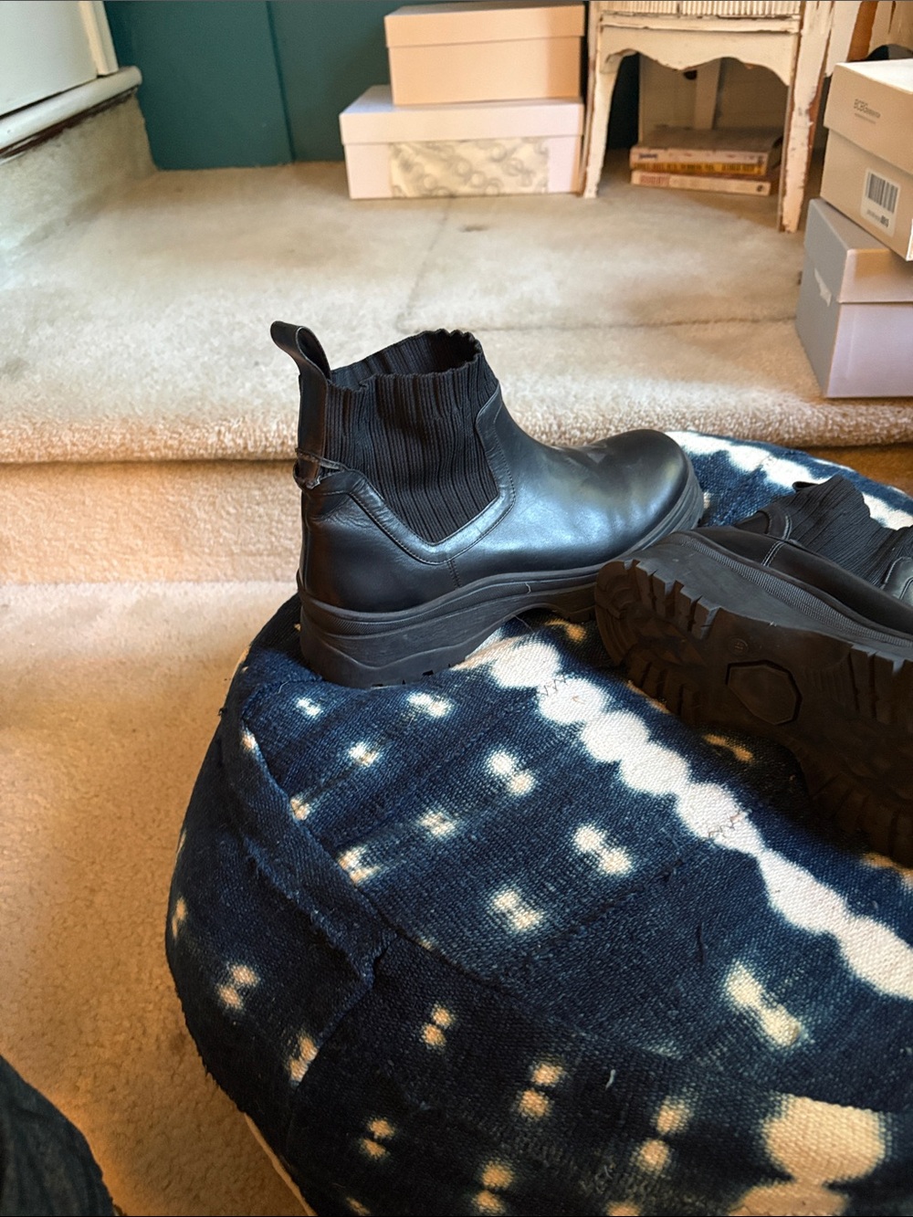 STAUD Black Leather Chelsea Lug Booties - Picture 4 of 5